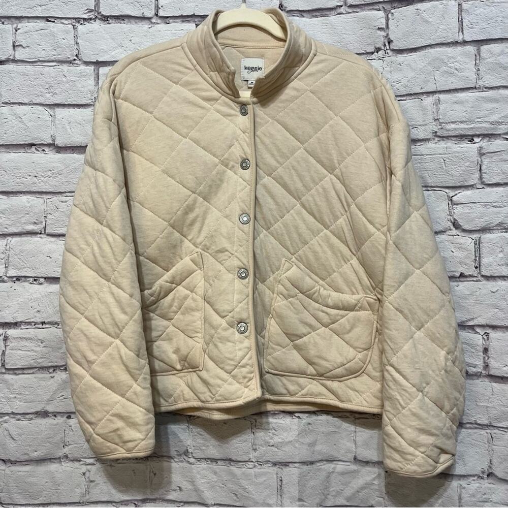 Kensie Jeans Quilted Cream Jacket Size Medium
